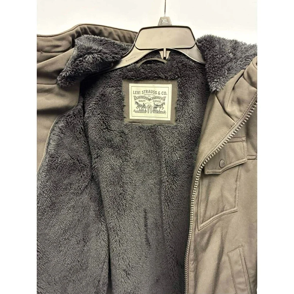 Levis Jacket‎ Mens S BLACK Hooded Sherpa Lined Water Resistant Outdoor Coat